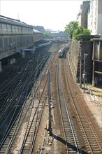 France, Paris 17e, quartier des Batignolles, voies de la gare saint lazare, voie ferree, train, sncf