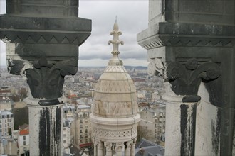 France, Paris 18e, butte Montmartre, basilique du sacre coeur, panorama depuis la galerie autour du dome,