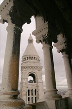 France, Paris 18e, butte Montmartre, basilique du sacre coeur, panorama depuis la galerie autour du dome, 
sommet du campanile