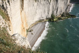 France, Normandie, Seine Maritime, cote d'albatre etretat, falaise d'aval, plage, galets, mer,