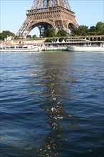 France, reflections of the tower in the seine