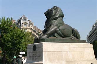 France, Paris 14e, place Denfert Rochereau, le lion de belfort, monument defense nationale,