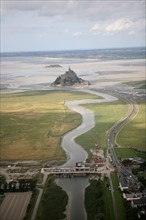 France, Basse Normandie, Manche, baie du Mont-Saint-Michel, couesnon et les travaux de restitution du caractere maritime, barrage,