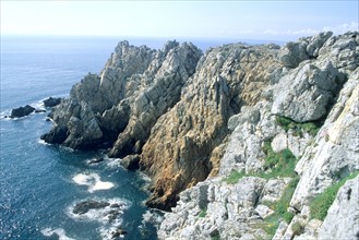 France, Bretagne, Finistere, presqu'ile de crozon, pointe de pen hir, rochers, falaise, mer,