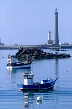 France, Bretagne, Finistere nord, cotes des abers, lilia autour du phare de l'ile vierge, bateau de peche,