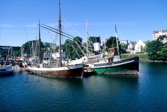 France, Bretagne, Finistere sud, Douarnenez, musee maritime de port rhu, histoire des bateaux, patrimoine,