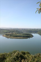 France, Bretagne, Finistere, rade de brest, presqu'ile de crozon, landevennec, paysage, panorama, riviere l'aulne, coude, arbres,