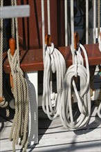 France, Basse Normandie, Manche, Cotentin, Cherbourg, rade, tall ships race 2005, grands voiliers, course, detail cordages,