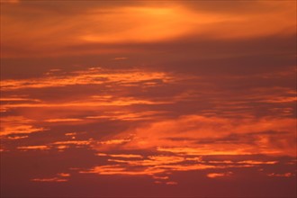 France, Basse Normandie, Manche, pays de la baie du Mont-Saint-Michel, ciel rouge, coucher de soleil