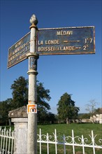 France, Basse Normandie, orne, pays d'auge ornais, ancien panneaux de direction, Medavy,