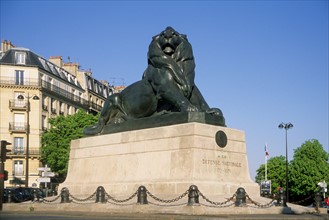 France, Paris 14e, place Denfert Rochereau, le lion de Belfort, statue, defense nationale,
