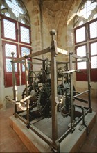 France, Haute Normandie, Seine Maritime, Rouen, ancien mecanisme du gros horloge au sommet du beffroi, horlogerie, patrimoine, musee,