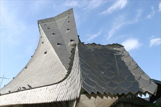 France, Haute Normandie, Seine Maritime, Rouen, place du vieux marche, eglise sainte jeanne d'Arc, toiture d'ardoises,