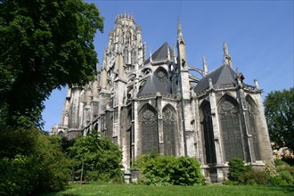 France, Haute Normandie, Seine Maritime, Rouen, eglise abbatiale Saint-Ouen, chevet, edifice religieux, jardin,