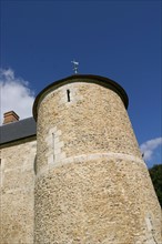 France, Haute Normandie, Seine Maritime, ecretteville les baons, manoir du catel, chateau medieval, detail tour d'origine,
