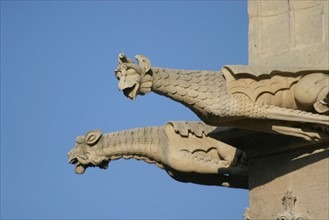 France, Haute Normandie, Seine Maritime, Rouen, palais de justice, tribunal, institution, monument historique restaure en 2007, gargouilles au role purement decoratif de l'aile ouest sur la rue aux ju...