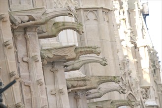 France, Haute Normandie, Seine Maritime, Rouen, palais de justice, tribunal, institution, monument historique restaure en 2007, gargouilles au role purement decoratif de la rue de saint lo