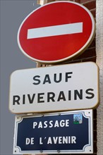 France, Haute Normandie, Seine Maritime, Le Treport, passage de l'avenir, sens interdit ? humour,