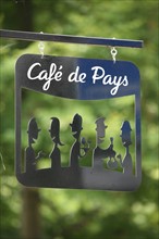France, Haute Normandie, Seine Maritime, pays de bray, les ventes saint remy, cafe de pays, le rendez vous, panneau, pancarte, logo,