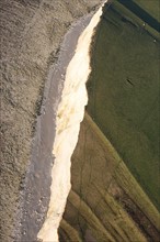 France, picardie somme, pays de la bresle maritime, vue aerienne, littoral, cote d'albatre, falaises, ault