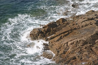 France, Basse Normandie, Manche, val de saire, fermanville, rocher et vagues, mer,