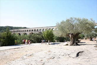 France, languedoc roussillon, gard, site du pont du gard, grand site, paysage, aqueduc romain, riviere le gardon, arches,