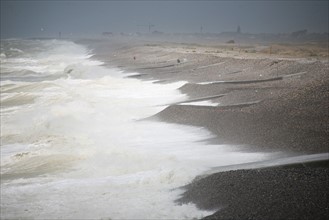 France, picardie, somme, ault, pays de la bresle maritime, tempete, mer forte, panorama, vent, vagues,