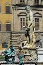 Italie, toscane, florence, firenze, place de la seigneurie, signoria, fontaine de neptune, renaissance italienne, statue, sculpture, 1575,