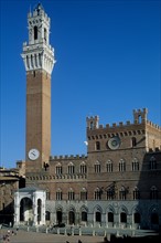 Italie, toscane, sienne, piazza del campo, place, campanile, palais public, touristes,