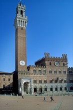 Italie, toscane, sienne, piazza del campo, place, campanile, palais public, touristes,