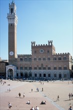 Italie, toscane, sienne, piazza del campo, place, campanile, palais public, touristes,