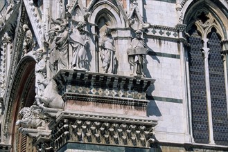 Italie, toscane, sienne, piazza del duomo, sculpture, statue, cathedrale, decor, renaissance,