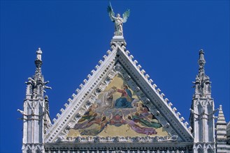 Italie, toscane, sienne, piazza del duomo, detail fronton cathedrale, decor, renaissance,