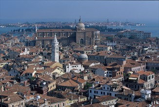 Italie, venise, panorama, vue generale, toits, ville, lagune, clocher, habitat, tuiles,