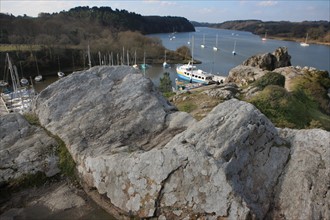 France, Bretagne, Morbihan, la roche bernard, vilaine, ville, port, promontoire, rocher, panorama, bateaux,