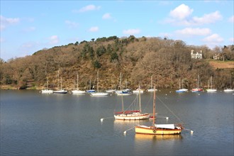 France, Bretagne, Morbihan, la roche bernard, vilaine, ville, port, promontoire, rocher, panorama, bateaux,