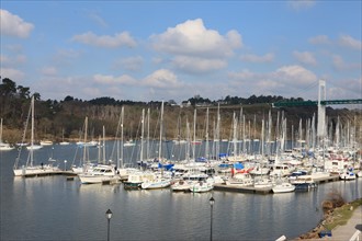 France, Bretagne, Morbihan, la roche bernard, vilaine, ville, port, promontoire, rocher, panorama, bateaux,