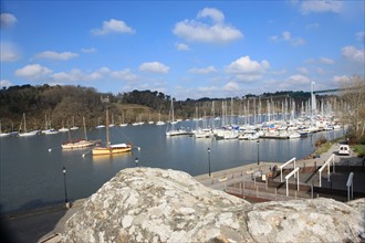 France, Bretagne, Morbihan, la roche bernard, vilaine, ville, port, promontoire, rocher, panorama, bateaux,