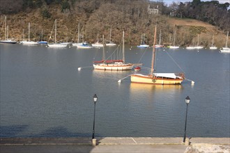 France, Bretagne, Morbihan, la roche bernard, vilaine, ville, port, promontoire, rocher, panorama, bateaux,