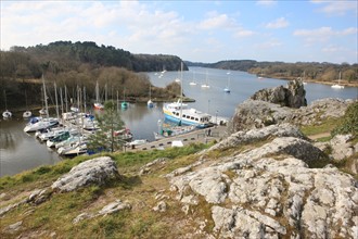 France, Bretagne, Morbihan, la roche bernard, vilaine, ville, port, promontoire, rocher, panorama, bateaux,