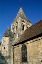 France, region picardie, oise, valois, village de saintines, eglise, edifice religieux, clocher,