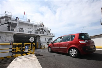 France, Haute Normandie / angleterre, seine maritime, le havre / portsmouth, traversee trans manche, ferry boat, norman voyager, navigation, vehicules, ld lines, chargement des vehicules au havre,