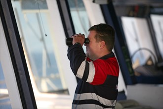 France, Haute Normandie / angleterre, seine maritime, le havre / portsmouth, traversee trans manche, a bord du ferry boat, norman voyager, navigation en mer, au petit matin,