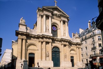 France, ile de france, paris 1er arrondissement, 284 rue saint honore, eglise saint roch, parvis, facade,