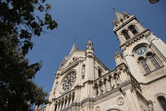 France, ile de france, paris 11e arrondissement, 71 boulevard voltaire, eglise saint ambroise, religion catholique, detail facade,