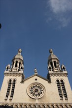 France, ile de france, paris 13e arrondissement, 188 avenue de tolbiac, eglise sainte anne de la butte aux cailles, architecte prosper bobin, batie en 1900, facade, detail,