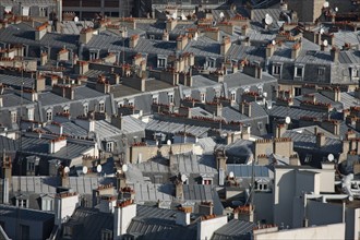 France, ile de france, paris 18e arrondissement, butte montmartre, basilique du sacre coeur, panorama depuis le dome, vue generale, paysage urbain, toits de la ville,
