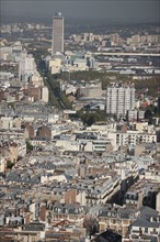 France, ile de france, paris 18e arrondissement, butte montmartre, basilique du sacre coeur, panorama depuis le dome, vue generale, paysage urbain, tour pleyel,