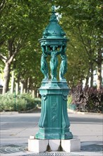 France, Ile de France, paris, 14e arrondissement, avenue rene coty, fontaine wallace, eau de paris,
