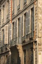 France, Ile de France, paris 3e arrondissement, rue de braque, detail console, hotel particulier, n4-6,